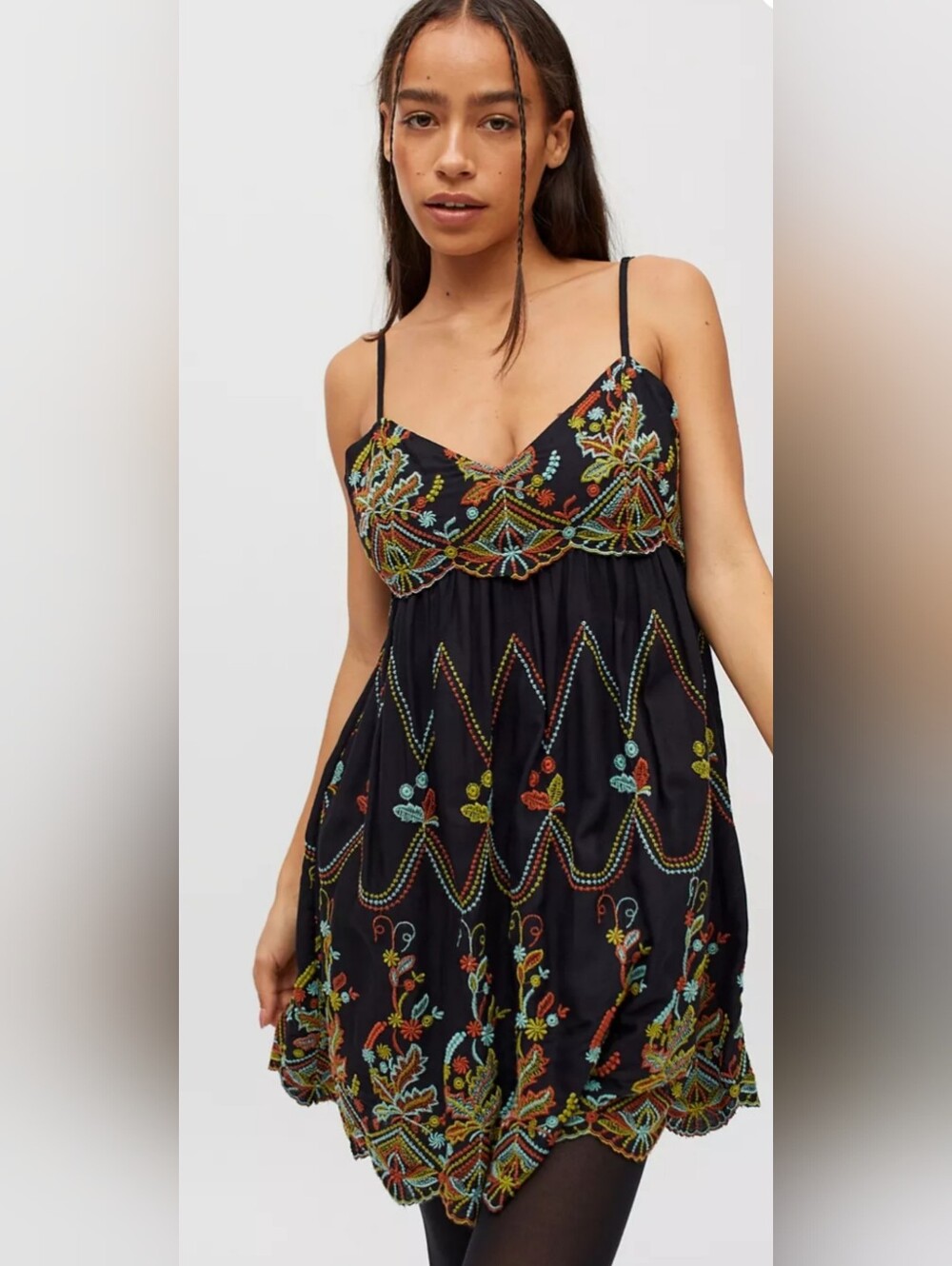 Urban Outfitters Floral Embroidery Romantic Whimsical Fairy Baby Doll Dress